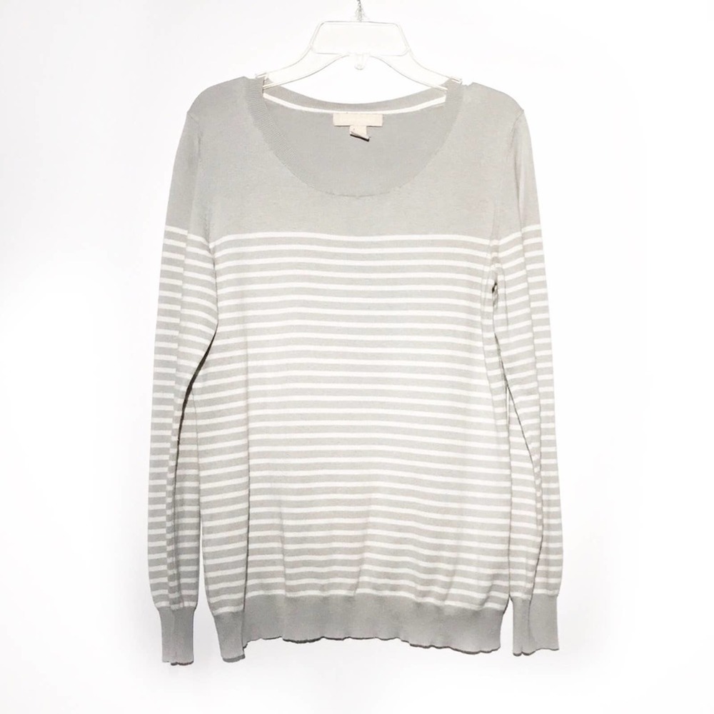 Banana Republic Grey Striped Sweater Medium